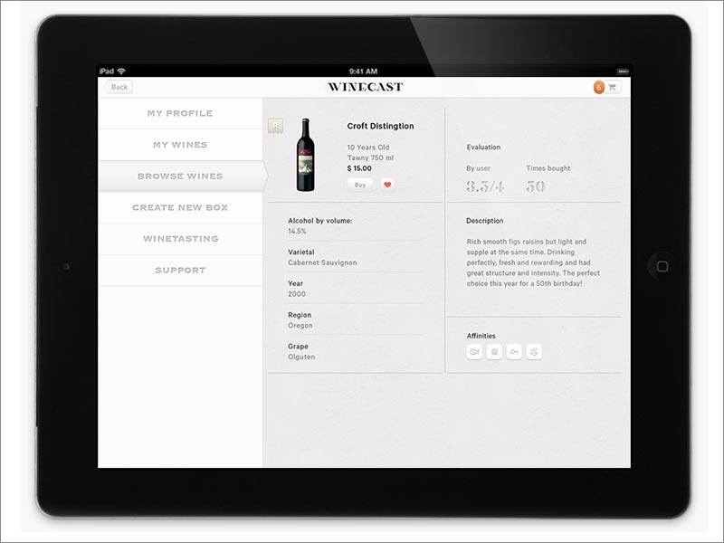 荷蘭在線品酒品牌Winecast ipad端網(wǎng)站內頁設計