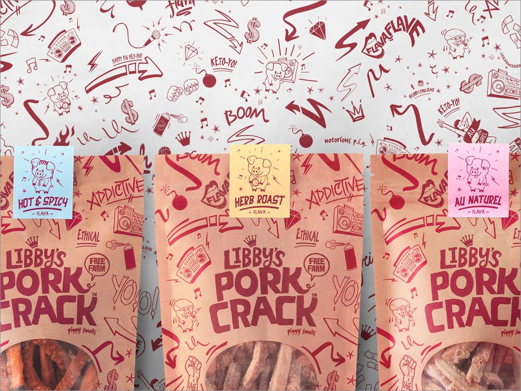 美國Libby's Pork Crack休閑食品包裝袋設(shè)計(jì)之天窗展示