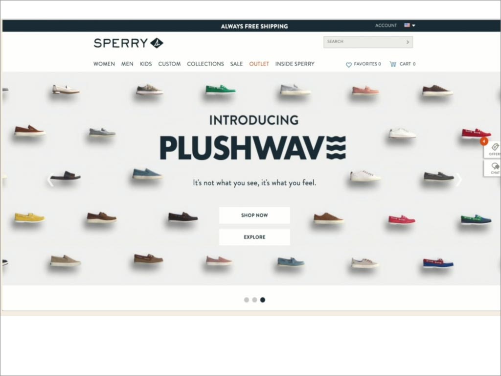 SPERRY PLUSHWAVE休閑鞋品牌網(wǎng)站設(shè)計