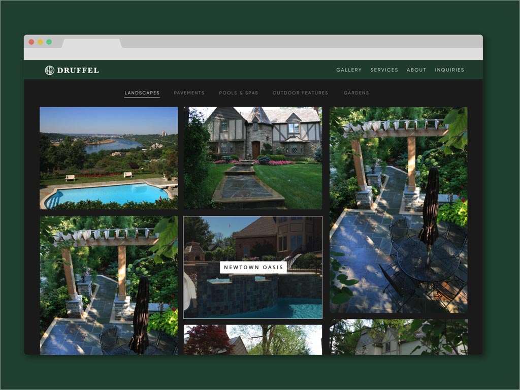 美國Druffel景觀設計服務公司品牌形象網(wǎng)站頁面設計