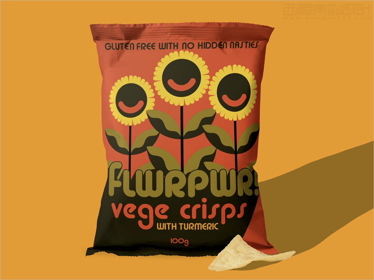 美國FLWRPWR Vege Crisps蔬菜水果脆片包裝袋設計