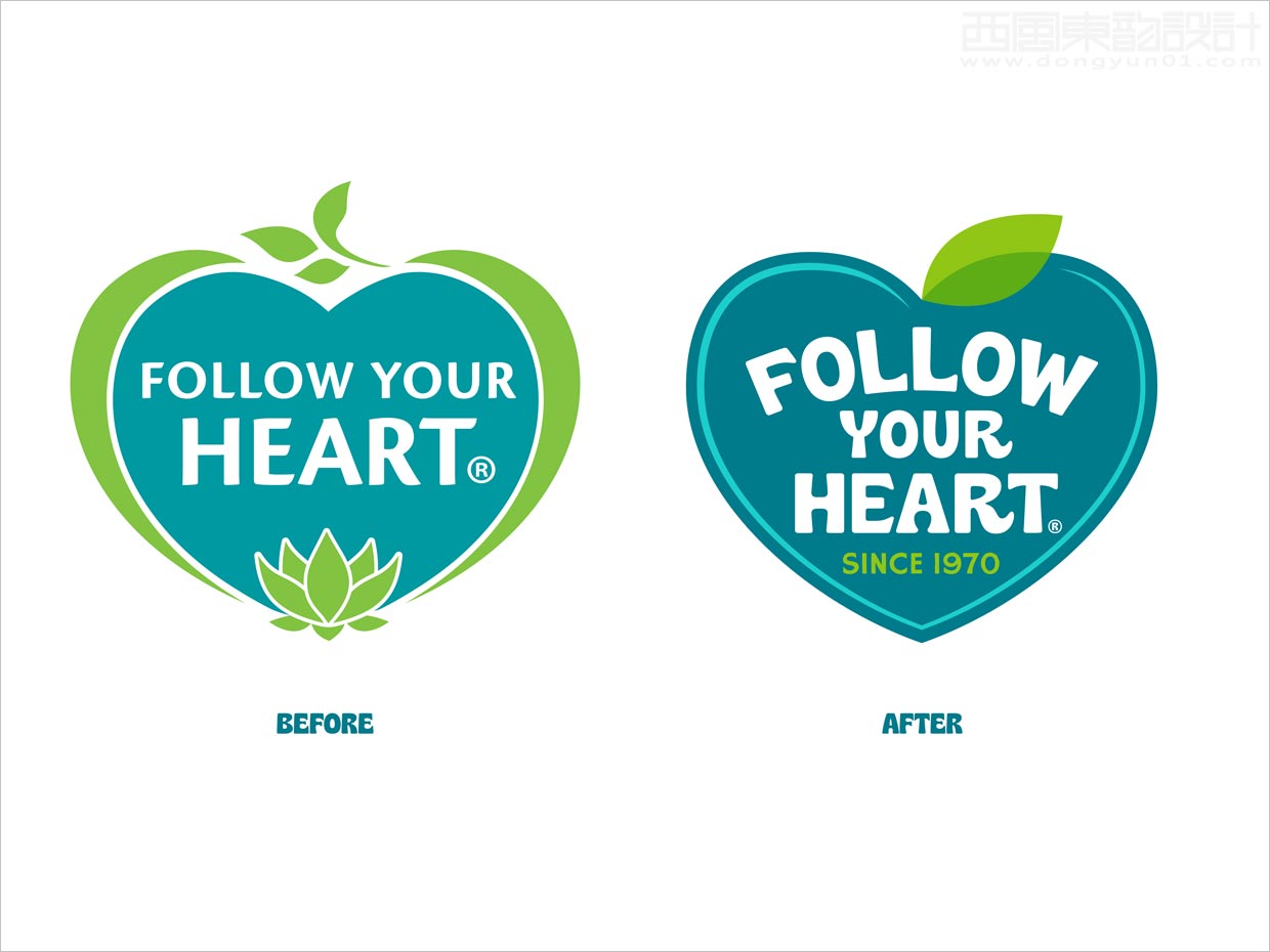 美國Follow Your Heart素食產(chǎn)品logo設(shè)計(jì)之新舊logo對(duì)比