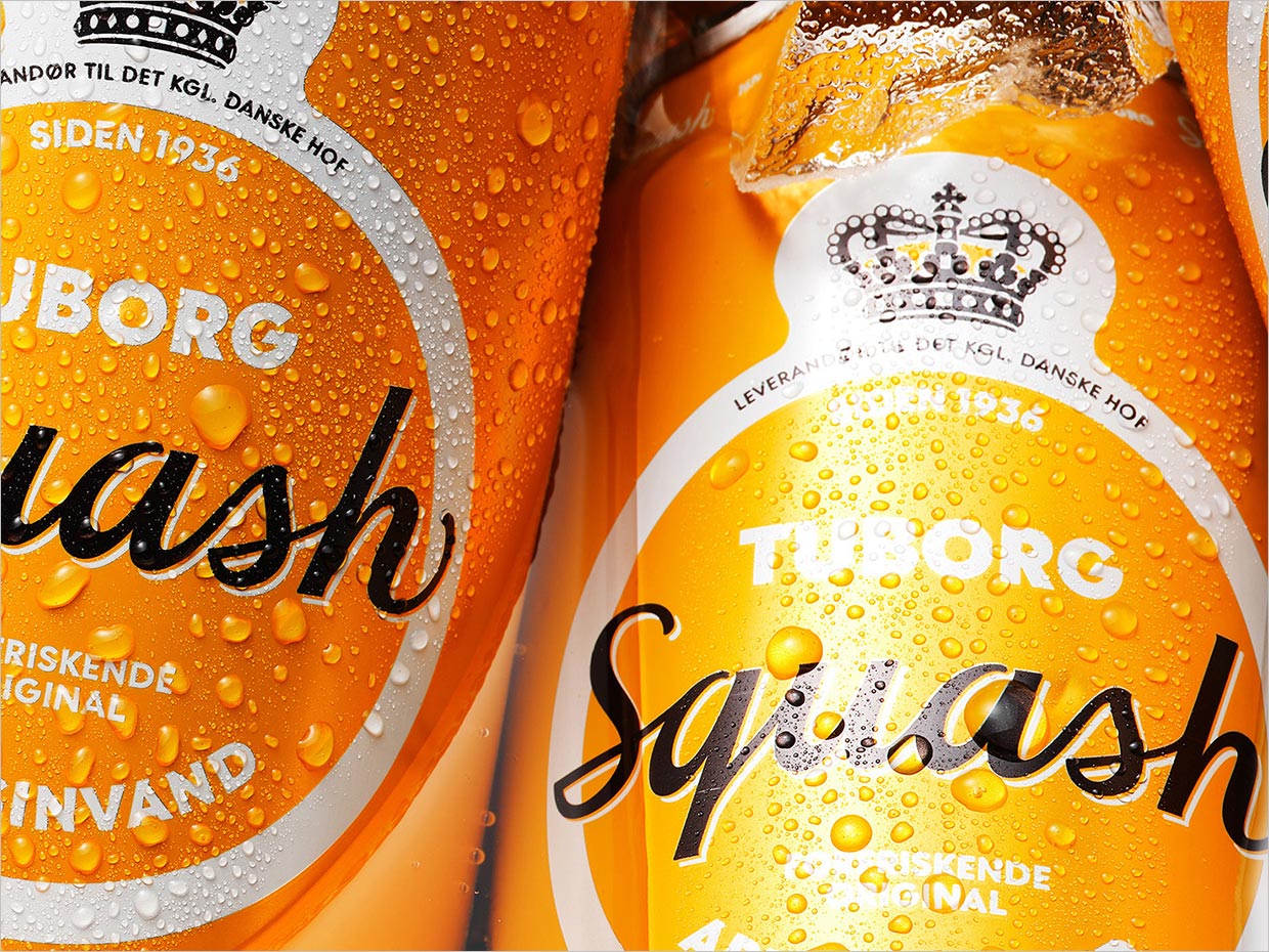 丹麥Tuborg Squash橙汁果汁飲料包裝設計之局部細節(jié)展示